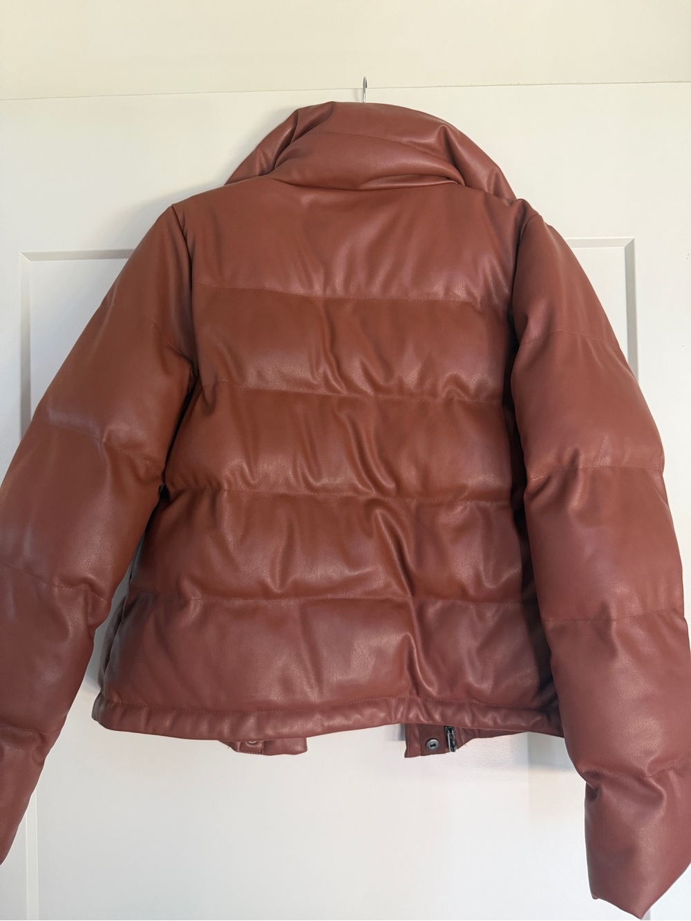 Abercrombie Brown Leather Puffer Jacket - Picture 4 of 4